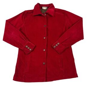 Vintage 90s Bill Blass Jeans Womens Red Corduroy Jacket Stretch Button Front M